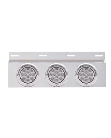 UP61705-Stainless Top Mud Flap Plate With 3X 12 LED 4" Lights & Visors - Red LED/Clear Lens (Each)