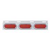 UP61710-Stainless Top Mud Flap Plate With 3X 19 LED 6" Oval Lights & Visors - Red LED/Red Lens (Each)