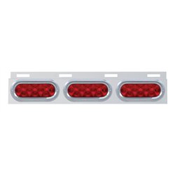 UP61714-Stainless Top Mud Flap Plate With Three 10 LED Lights & Visor - Red LED/Red Lens (Each)