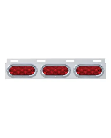 UP61714-Stainless Top Mud Flap Plate With Three 10 LED Lights & Visor - Red LED/Red Lens (Each)
