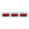 UP61714-Stainless Top Mud Flap Plate With Three 10 LED Lights & Visor - Red LED/Red Lens (Each)