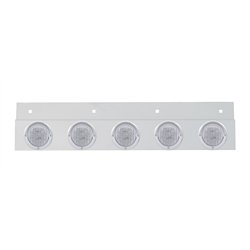UP61717-Stainless Top Mud Flap Plate With 5X 9 LED 2" Lights & Visors - Red LED/Clear Lens (Each)