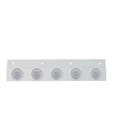 UP61717-Stainless Top Mud Flap Plate With 5X 9 LED 2" Lights & Visors - Red LED/Clear Lens (Each)