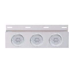 UP61761-Stainless Top Mud Flap Plate With 3X 21 LED 4" GloLight & Visors - Red LED/Clear Lens (Each)