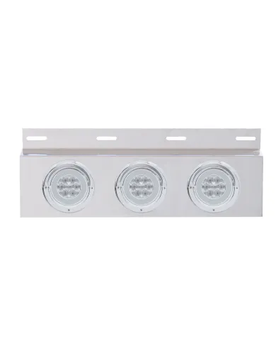 UP61761-Stainless Top Mud Flap Plate With 3X 21 LED 4" GloLight & Visors - Red LED/Clear Lens (Each)