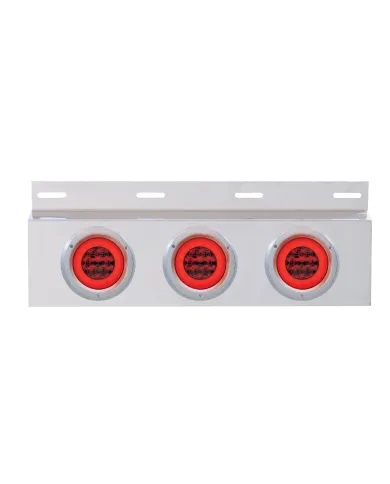 UP61860-Stainless Top Mud Flap Plate With 3X 21 LED 4" GloLight & Bezels - Red LED/Red Lens (Each)
