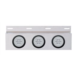 UP61961-Stainless Top Mud Flap Plate With 3X 21 LED 4" GloLight & Grommets - Red LED/Clear Lens (Each)