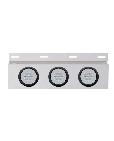 UP61961-Stainless Top Mud Flap Plate With 3X 21 LED 4" GloLight & Grommets - Red LED/Clear Lens (Each)