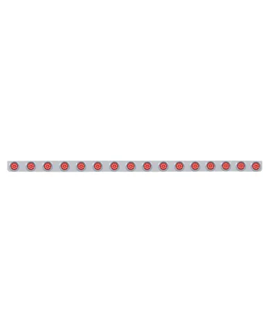 UP62738-79-1/2" Stainless Bumper Light Bracket With 16X 9 LED 2" Lights & Visors - Red LED/Red Lens