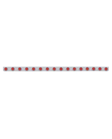 UP62838-79-1/2" Stainless Bumper Light Bracket With 16X 9 LED 2" Lights & Bezels - Red LED/Red Lens