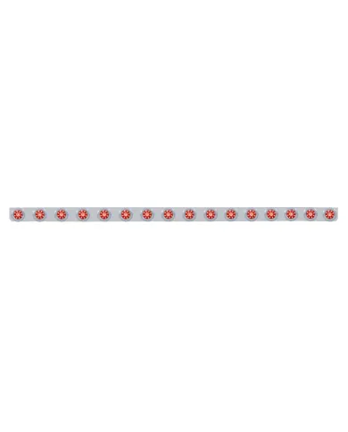 UP62850-79-1/2" SS Bumper Light Bracket With 16X 9 LED 2" Beehive Lights & Bezels -Red LED & Lens