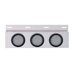 UP63703-Stainless Top Mud Flap Plate With 3X 36 LED 4" Lights & Grommets - Red LED/Clear Lens (Each)
