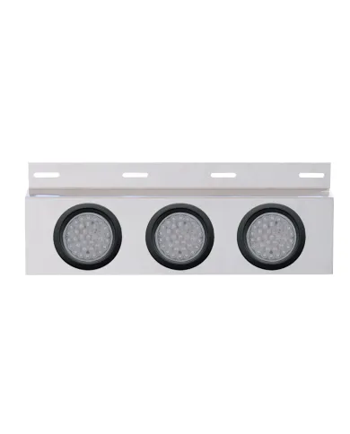 UP63703-Stainless Top Mud Flap Plate With 3X 36 LED 4" Lights & Grommets - Red LED/Clear Lens (Each)