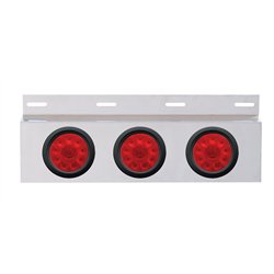 UP63706-Stainless Top Mud Flap Plate With 3X 10 LED 4" Lights & Grommets - Red LED/Red Lens (Each)