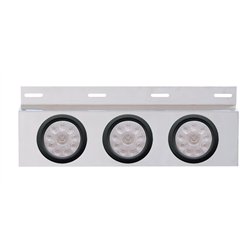 UP63707-Stainless Top Mud Flap Plate With 3X 10 LED 4" Lights & Grommets - Red LED/Clear Lens (Each)