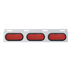 UP63710-Stainless Top Mud Flap Plate With 3X 19 LED 6" Oval Lights & Grommets - Red LED/Red Lens (Each)