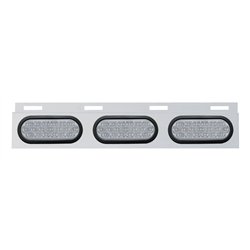 UP63711-Stainless Top Mud Flap Plate With 3X 19 LED 6" Oval Lights & Grommets - Red LED/Clear Lens (Each)