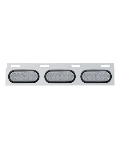 UP63711-Stainless Top Mud Flap Plate With 3X 19 LED 6" Oval Lights & Grommets - Red LED/Clear Lens (Each)