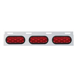 UP63714-Stainless Top Mud Flap Plate With Three 10 LED Lights & Grommet - Red LED/Red Lens (Each)