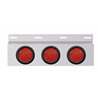 UP63758-Stainless Top Mud Flap Plate With 3X 7 LED 4" Reflector Lights & Grommets - Red LED/Red Lens (Each)