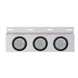 UP63759-Stainless Top Mud Flap Plate With 3X 7 LED 4" Reflector Lights & Grommets - Red LED/Clear Lens (Each)