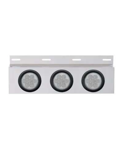 UP63759-Stainless Top Mud Flap Plate With 3X 7 LED 4" Reflector Lights & Grommets - Red LED/Clear Lens (Each)
