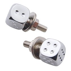 UP70070-Chrome Dice License Plate Fastener (2-Pack)
