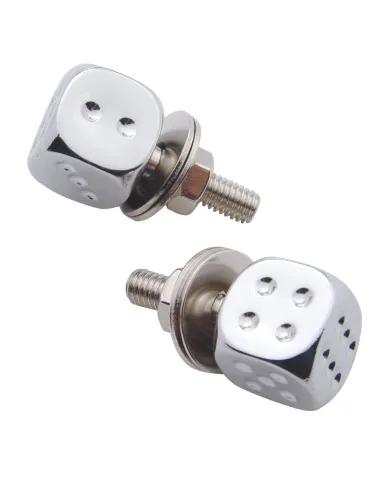 UP70070-Chrome Dice License Plate Fastener (2-Pack)