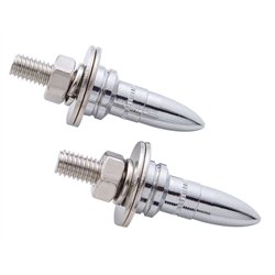 UP70071-Chrome Bullet Shape License Plate Fastener (2-Pack)