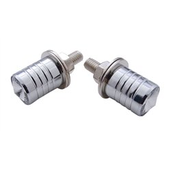 UP70306-Chrome License Plate Fastener With Clear Crystal (2-Pack)