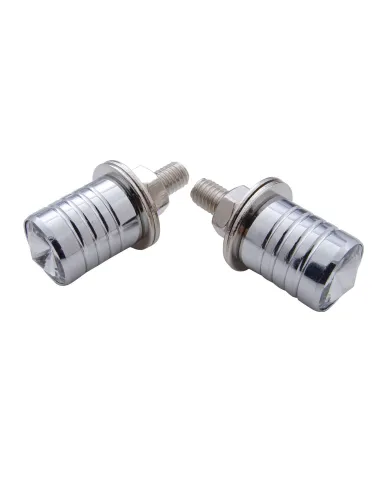 UP70306-Chrome License Plate Fastener With Clear Crystal (2-Pack)