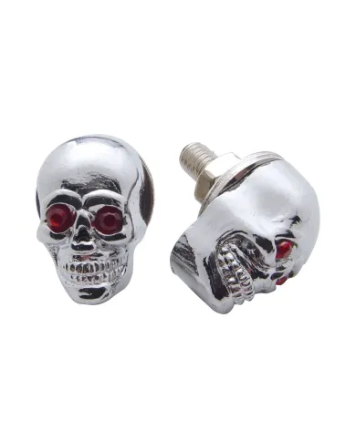 UP70315-Chrome Skull With Jewel Eyes License Plate Fastener (2-Pack)