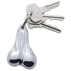 UP78010-2.5" Small Die-Cast Low-Hanging Balls Novelty Keychain - Chrome
