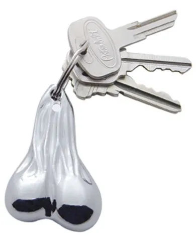 UP78010-2.5" Small Die-Cast Low-Hanging Balls Novelty Keychain - Chrome