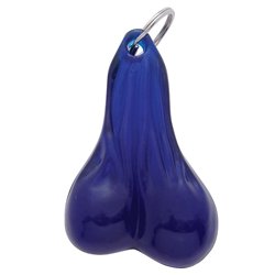 UP78016B-4-1/2" Medium Low-Hanging Balls Novelty Keychain - Blue (Bulk)