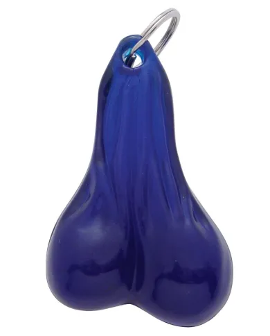 UP78016B-4-1/2" Medium Low-Hanging Balls Novelty Keychain - Blue (Bulk)