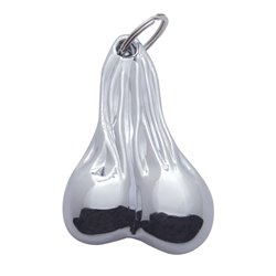 UP78019-4-1/2" Medium Low-Hanging Balls Novelty Keychain - Chrome