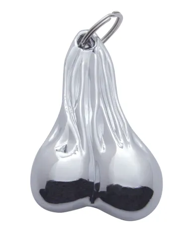 UP78019-4-1/2" Medium Low-Hanging Balls Novelty Keychain - Chrome