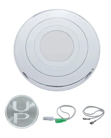 UP88120-Chrome Aluminum Steering Wheel Horn Button With UP Logo