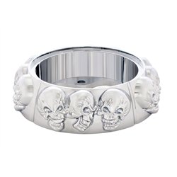 UP88216-Chrome Die-Cast Skull Horn Button Bezel