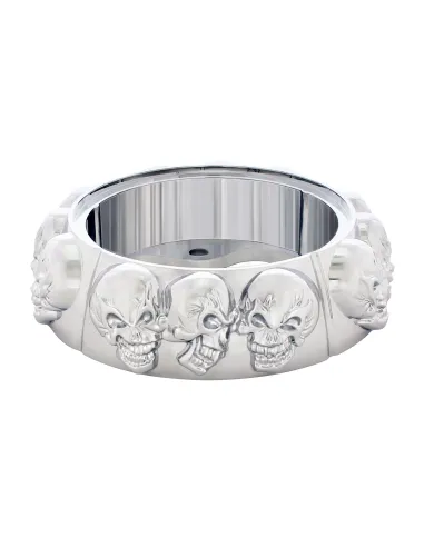 UP88216-Chrome Die-Cast Skull Horn Button Bezel