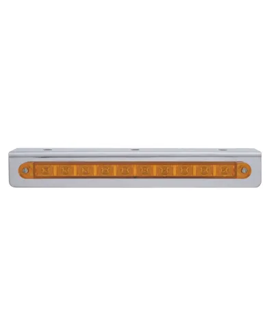 UP20761-9-3/4" Stainless Light Bracket With 10 LED 9" Light Bar - Amber LED/Amber Lens