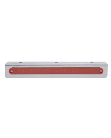 UP20762-9-3/4" Stainless Light Bracket With 10 LED 9" Light Bar - Red LED/Red Lens