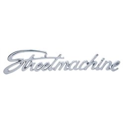 UPS1002-Chrome "Street Machine" Script Emblem With Stud