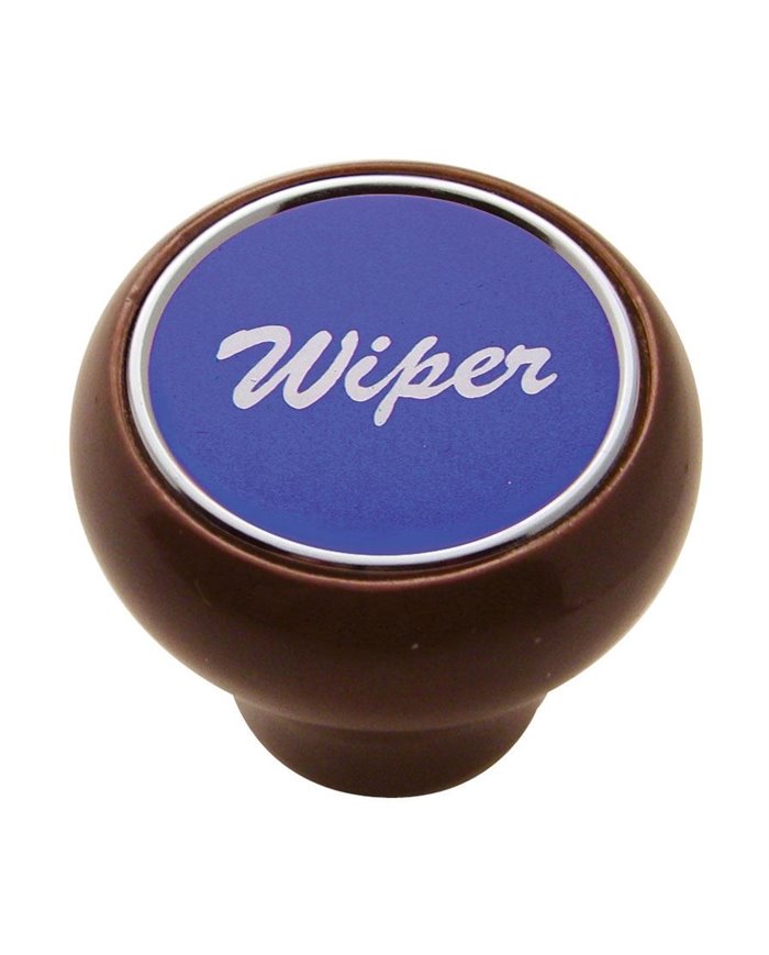 (CARD) WOOD DELUXE DASH KNOB W/ ALUMINUM "WIPER" STICKER PURPLE