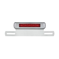 UPS2007LED-Chrome License Plate Light & Bracket With Red LED 3rd Brake Light - Red LED/Red Lens