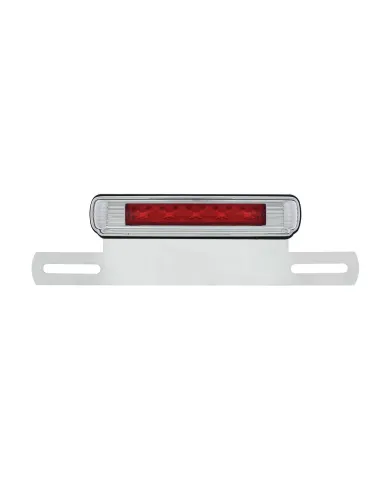 UPS2007LED-Chrome License Plate Light & Bracket With Red LED 3rd Brake Light - Red LED/Red Lens