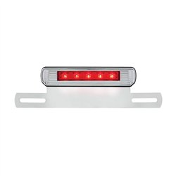 UPS2007LED-Chrome License Plate Light & Bracket With Red LED 3rd Brake Light - Red LED/Red Lens