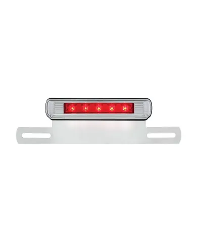 UPS2007LED-Chrome License Plate Light & Bracket With Red LED 3rd Brake Light - Red LED/Red Lens
