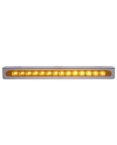 UP20771-12-3/4" Stainless Light Bracket With 14 LED 12" Light Bar - Amber LED/Amber Lens